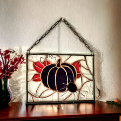 　壁掛け　窓飾り　パンプキン　ステンドグラスパネル　季節　秋　かぼちゃ　インテリア雑貨　サンキャッチャー　送料無料 10枚目の画像