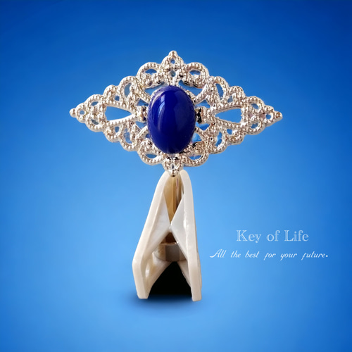 Key of Life▶︎髪飾り/ポニーフック【ラピスブルー×透かしシルバー 