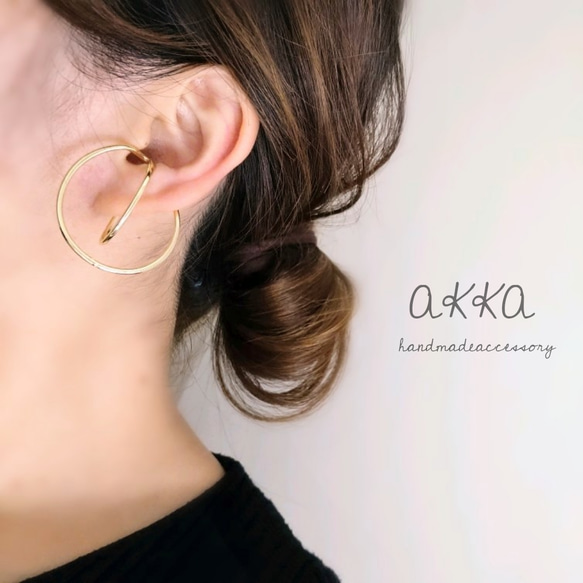 Simple gold ear cuff　　　　　　　　　ピアスイヤリング　　　フープイヤリングフープピアス 7枚目の画像