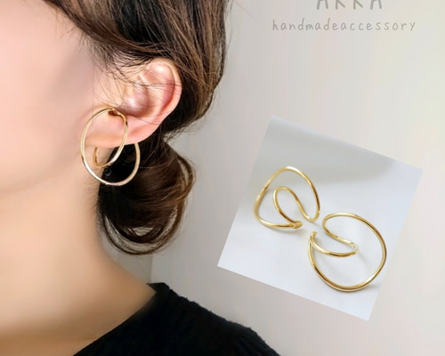 Simple gold ear cuff ピアスイヤリング フープイヤリングフープ