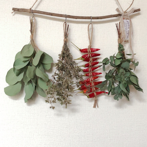 予約販売】 ユーカリ スワッグ 唐辛子飾り ガーランド 吊るし飾り