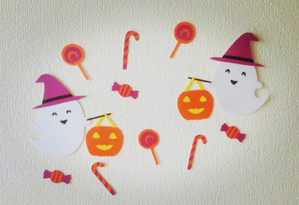壁面　サイズ変更可能　ハロウィン　かぼちゃ　お化け　キャンディー（飴）10月 2枚目の画像
