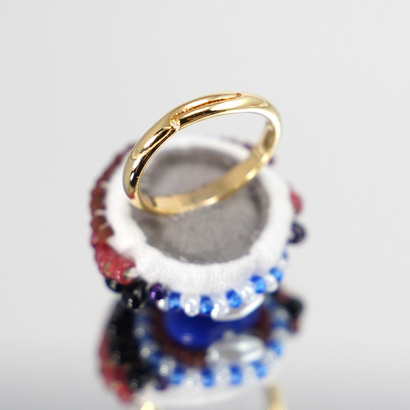 Chatty 圍巾戒指 181 均碼串珠刺繡戒指 藍紅心型 超大戒指 第6張的照片