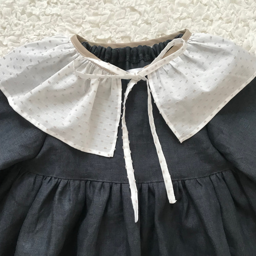 ハンドメイド服　ハンドメイド作家 リネンワンピース　フリル襟 長袖綿麻ワンピース女性春秋日系森ガールレトロデザイン感小衆