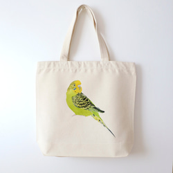 p-jet 緑のセキセイインコ トートバッグ / A4ファイル対応 内