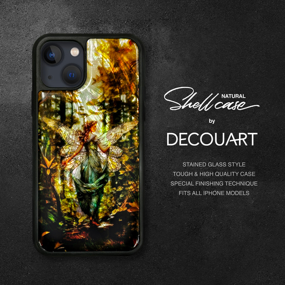 珍珠母貝天然貝殼仙女貝殼手機殼，防震保護套，適用於 iPhone 15（所有型號）036 第1張的照片