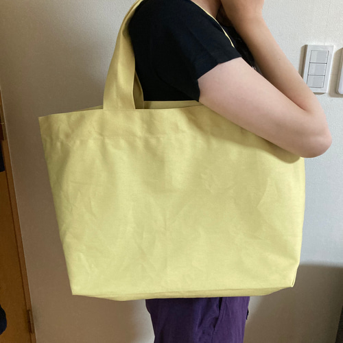 やわらか帆布 大きめトートバッグ エコバッグ イエロー トートバッグ 