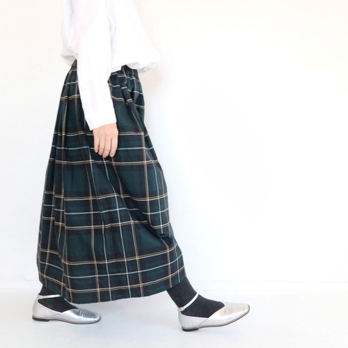 受注】わたしの定番 チェックスカート グリーン コットン ご褒美 誕生  