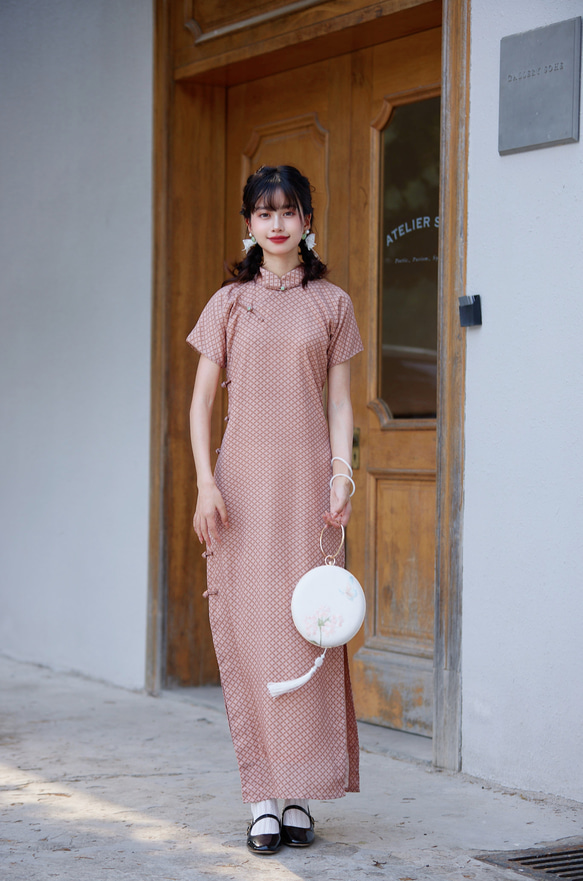 復古格紋 古法少女旗袍 新中式國風春節改良洋裝連身裙 第3張的照片