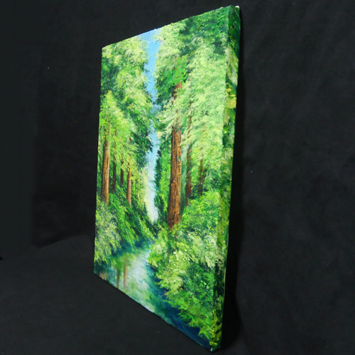 油絵 油彩 油彩画 絵 絵画 【新緑と川】F8号 絵画 HR 通販