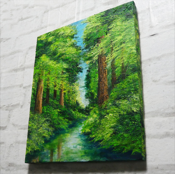 油絵 油彩 油彩画 絵 絵画 【新緑と川】F8号 14枚目の画像