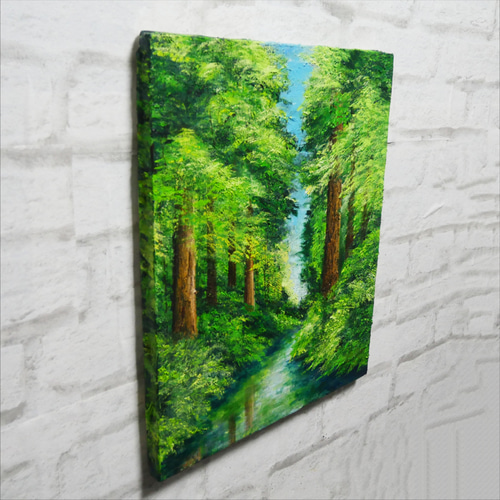 油絵 油彩 油彩画 絵 絵画 【新緑と川】F8号 絵画 HR 通販 16467073