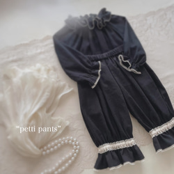 ✂︎ “petti pants” 80-130size ブラック　コットンリネンのペチパンツお誕生日　入卒園式 2枚目の画像