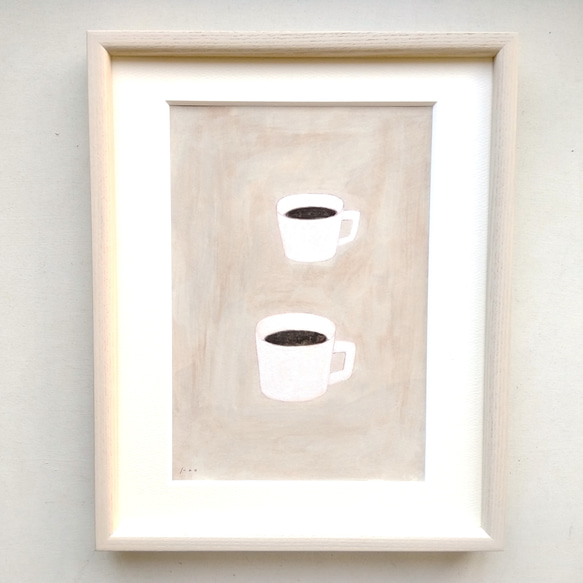 原画「コーヒー/coffee」※木製額縁入り 3枚目の画像
