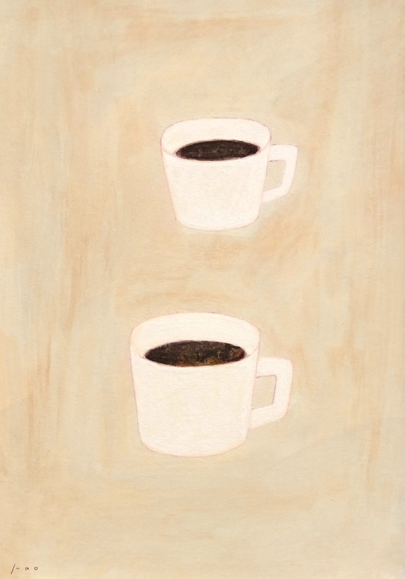 原画「コーヒー/coffee」※木製額縁入り 6枚目の画像