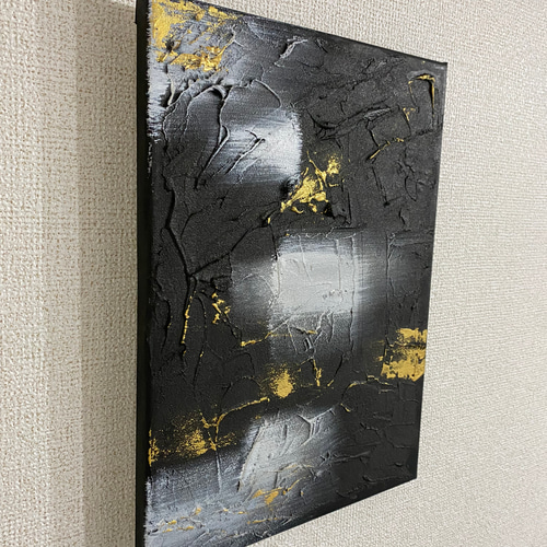 テクスチャーアートグレー系モノトーン大きいサイズアクリル画