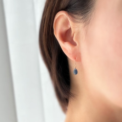 ✨九月生日石✨ 藍色藍寶石&lt;素色&gt;耳環(K14GF) 第3張的照片