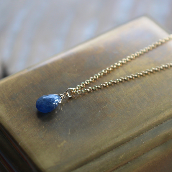 ✨九月生日石✨ 藍色藍寶石&lt;素色&gt;項鍊(K14GF) 第1張的照片