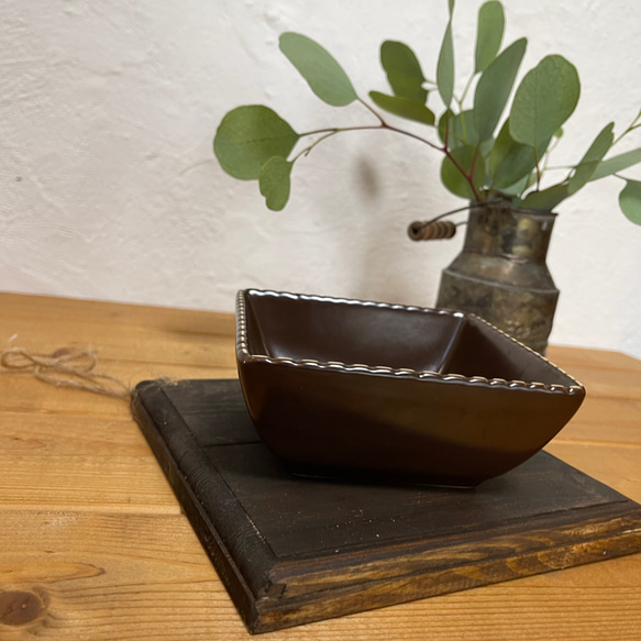 ダークブラウン　wood plate＊ 木製 ポットマット 鍋敷き　木製トレー　グラタン皿受け 9枚目の画像
