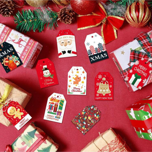 クリスマス　タグ　ギフト　ラッピング　プレゼント 楽天市場】クリスマス紙タグ45枚 金箔プリント 台紙 ラッピング