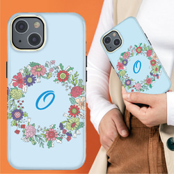 花輪のスマホケース iPhone Android スマホケース 花柄 フラワー イニシャル ハードケース 6枚目の画像