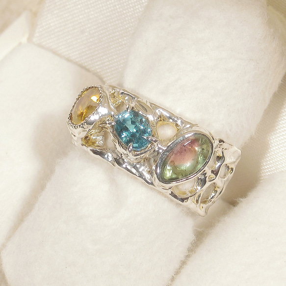 ウォーターメロントルマリンとブルージルコン、スフェーン、SV925の