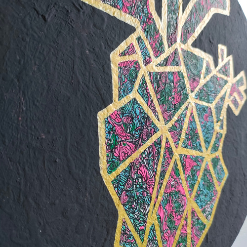 ○原画一点物○『抽象と幾何学/geometric abstract 心臓 抽象画