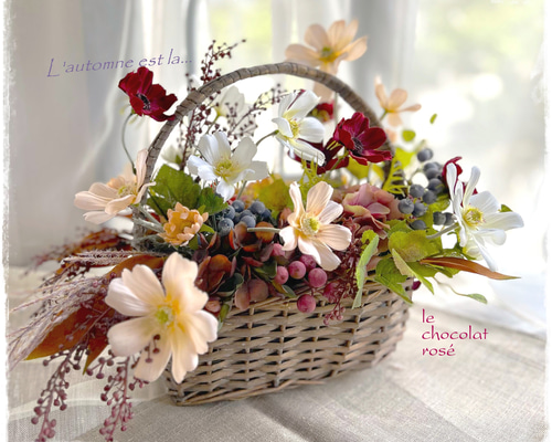 ご購入済みリメイク　ラウンドバスケット おねむなうさぎ さん ピンクと黄色のお花 ご購入済み リメイク ラウンドバスケット おねむなうさぎ さん