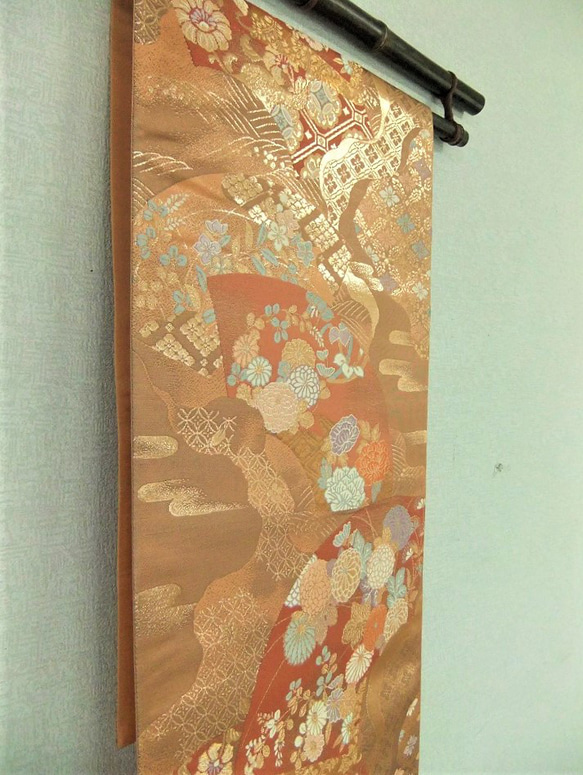 【(16)1708】169cm/装匠錦・純金箔二重織/テーブルランナー・タペストリー/帯リメイク 2枚目の画像