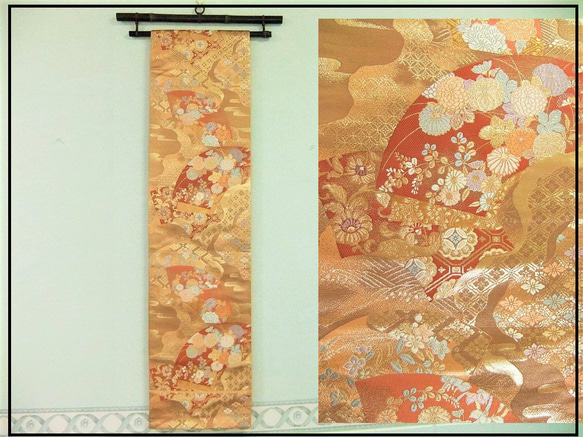 [(16)1708] 169cm/錦/純金箔雙層編織/桌旗/掛毯/腰帶重製 第1張的照片