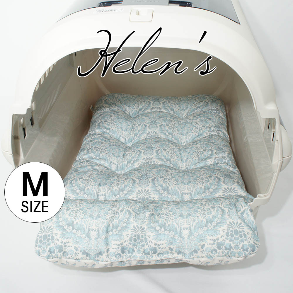 【20%OFF】あごのせ縁無しクッション/クレートクッション ダマスク アラベスク サックスブルー Mサイズ