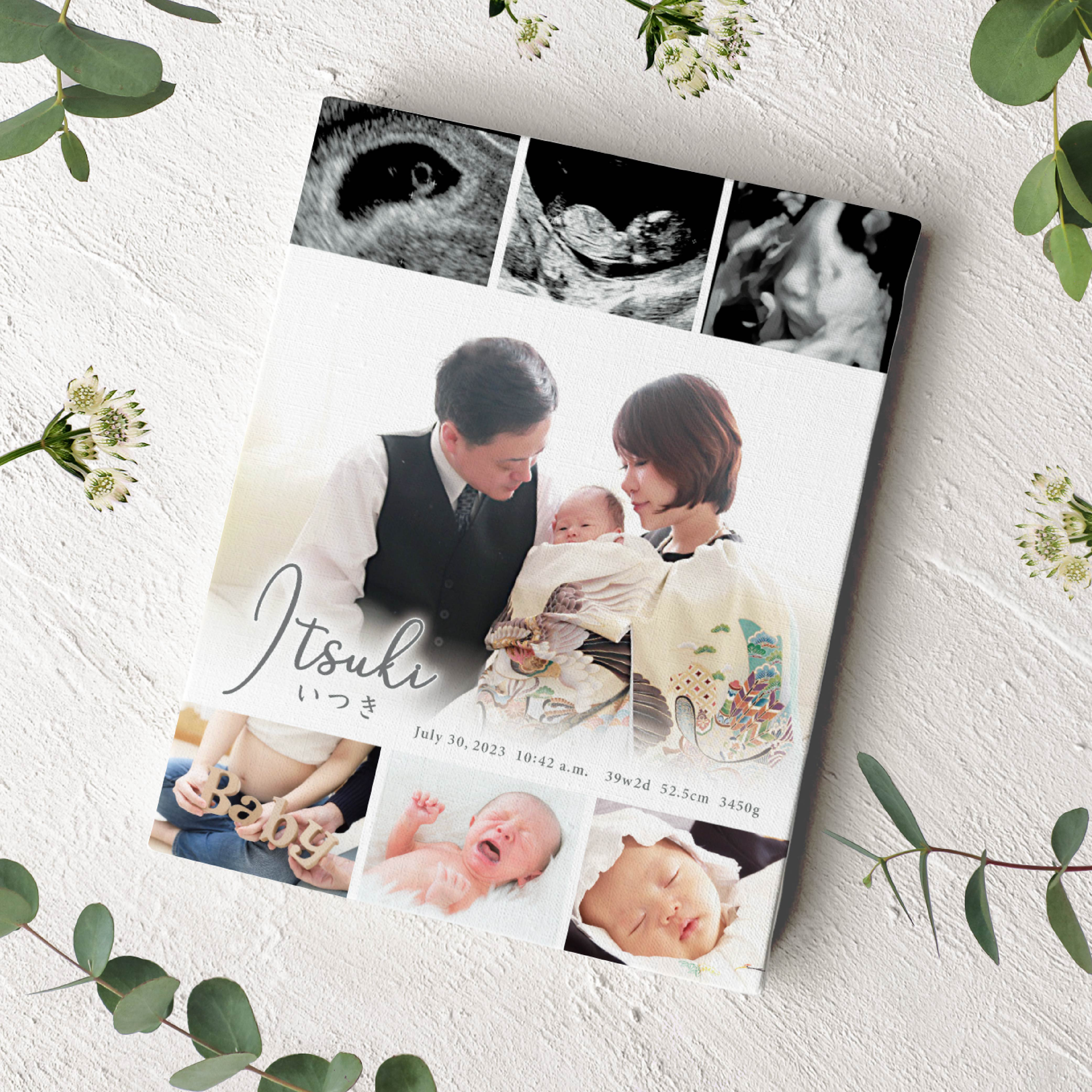 【写真入り】命名書 / キャンバスボード / 024