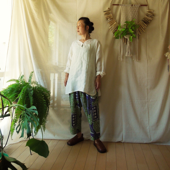 在庫一掃セール売れ筋ランキング HEMP100% SALE】asana ガーゼ ロングスリーブ○きなり ゆったり シャツ/ブラウス(長袖/七分)