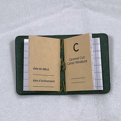 ミニチュアノートセット　A10サイズ手帳カバーとノート2冊セット　色：アラスカグリーン 5枚目の画像