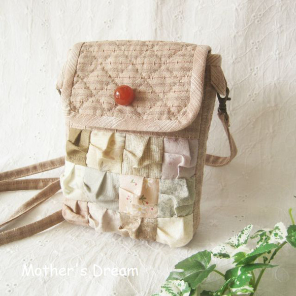 送料無料 パッチワークポシェット完成品 パフのポシェット