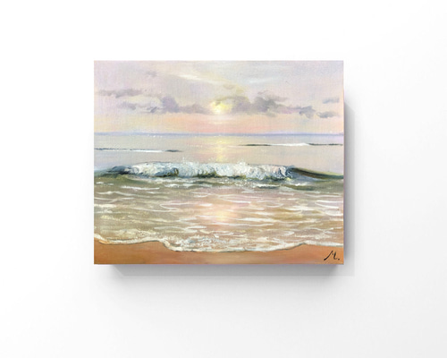 油絵（クルスの海から） 油絵 原画 オリジナル 「静かな海2」送料無料 絵画 Masako's