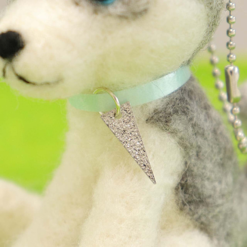 羊毛フェルト シベリアンハスキーのキーホルダー どうぶつキーホルダー
