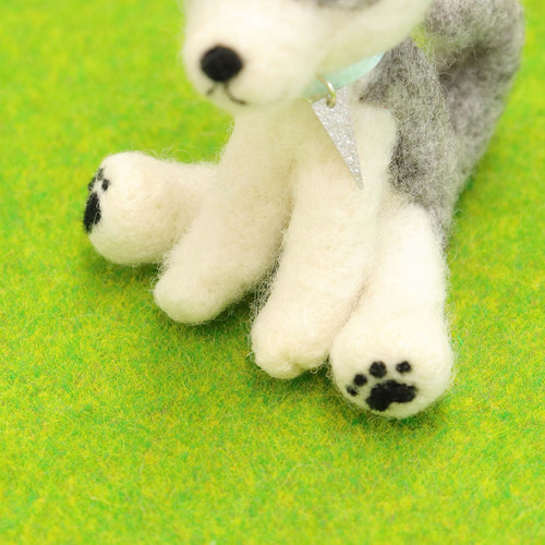 羊毛フェルト シベリアンハスキーのキーホルダー どうぶつキーホルダー