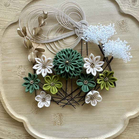 つまみ細工　縁取り　緑　抹茶 つまみ細工 縁取り 緑 抹茶