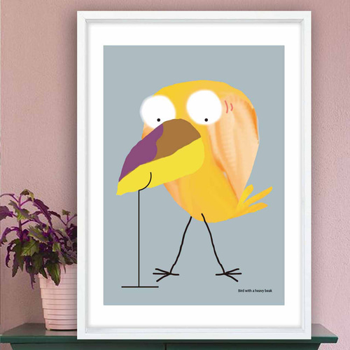 クチバシが重い 鳥 イラスト ポスター A4 A3 A2 A1 アートポスター