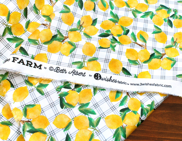 カットクロス  3 Wishes Fabric / White Cottage Farm Trailing Lemons 7枚目の画像