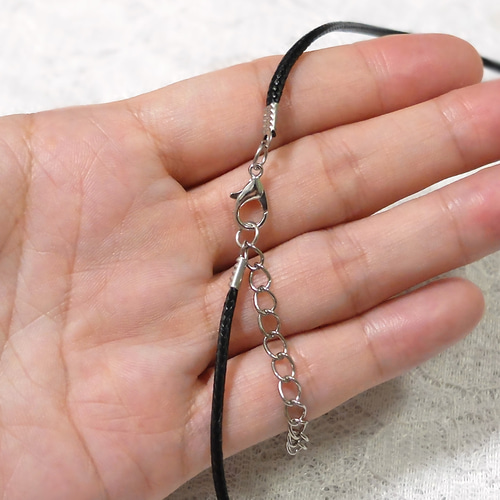 ネックレス用 ワックスコード 10本 ブラック 43cm 太さ2mm 金具