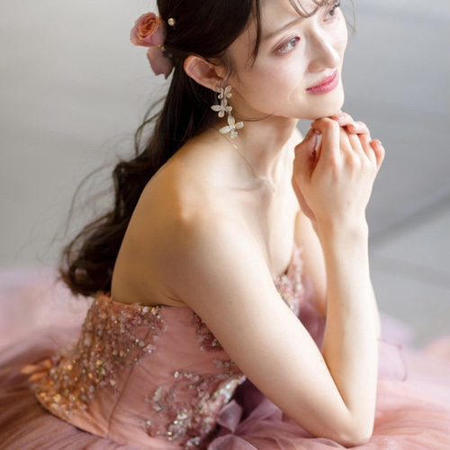 CR139ブライダルピアス 蝶々 大ぶり 揺れる 花嫁ピアス ブライダル