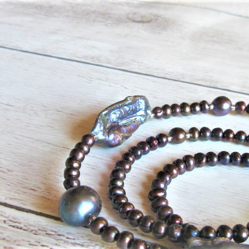 黒真珠ラウンドネックレス 楽天市場】アコヤ黒真珠 ブラックパールネックレス 5-5.5mm セミ