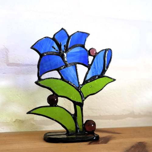 ステンドグラスサンキャッチャー・りんどう(受注制作) サン