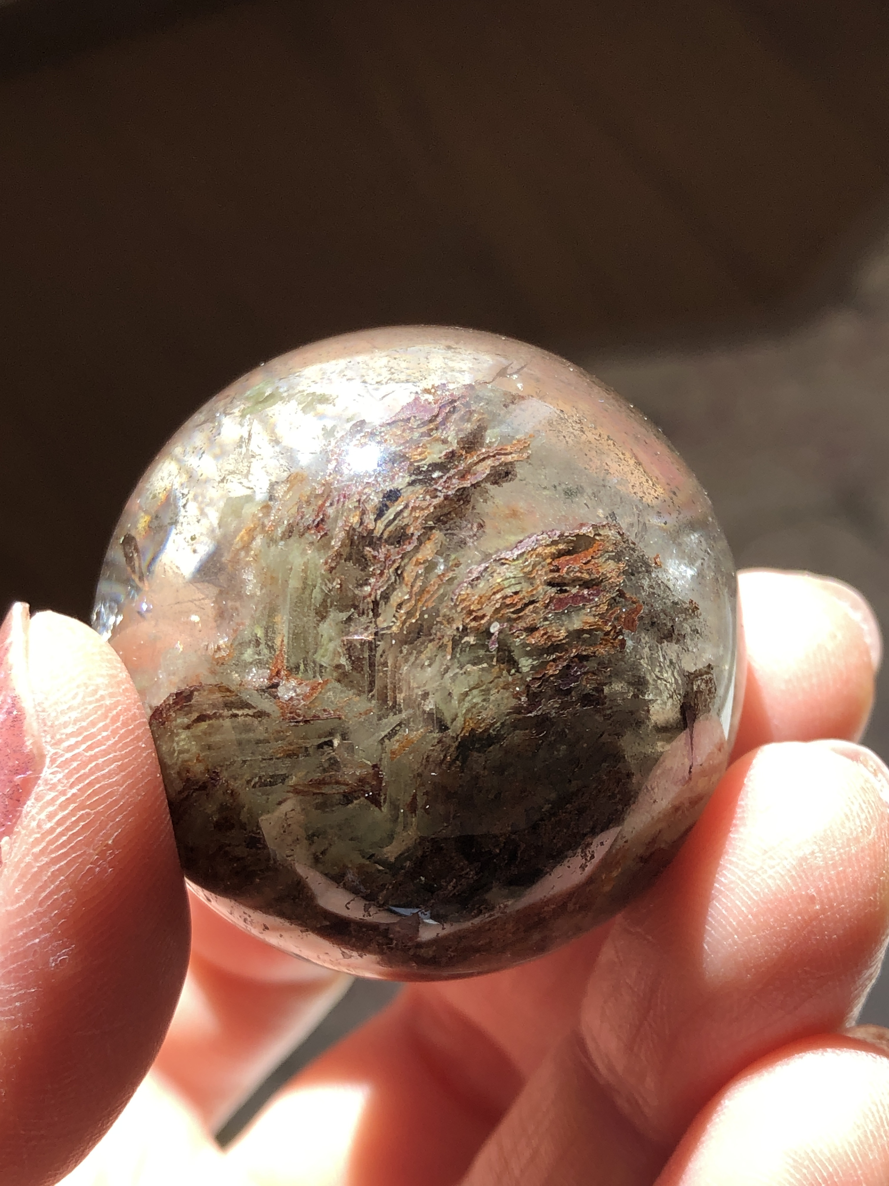 【レア☆】千層ガーデンクォーツスフィア（丸玉）☆38mm！☆瀧川神社にて浄化済み☆ 選べる台座2種☆No.1