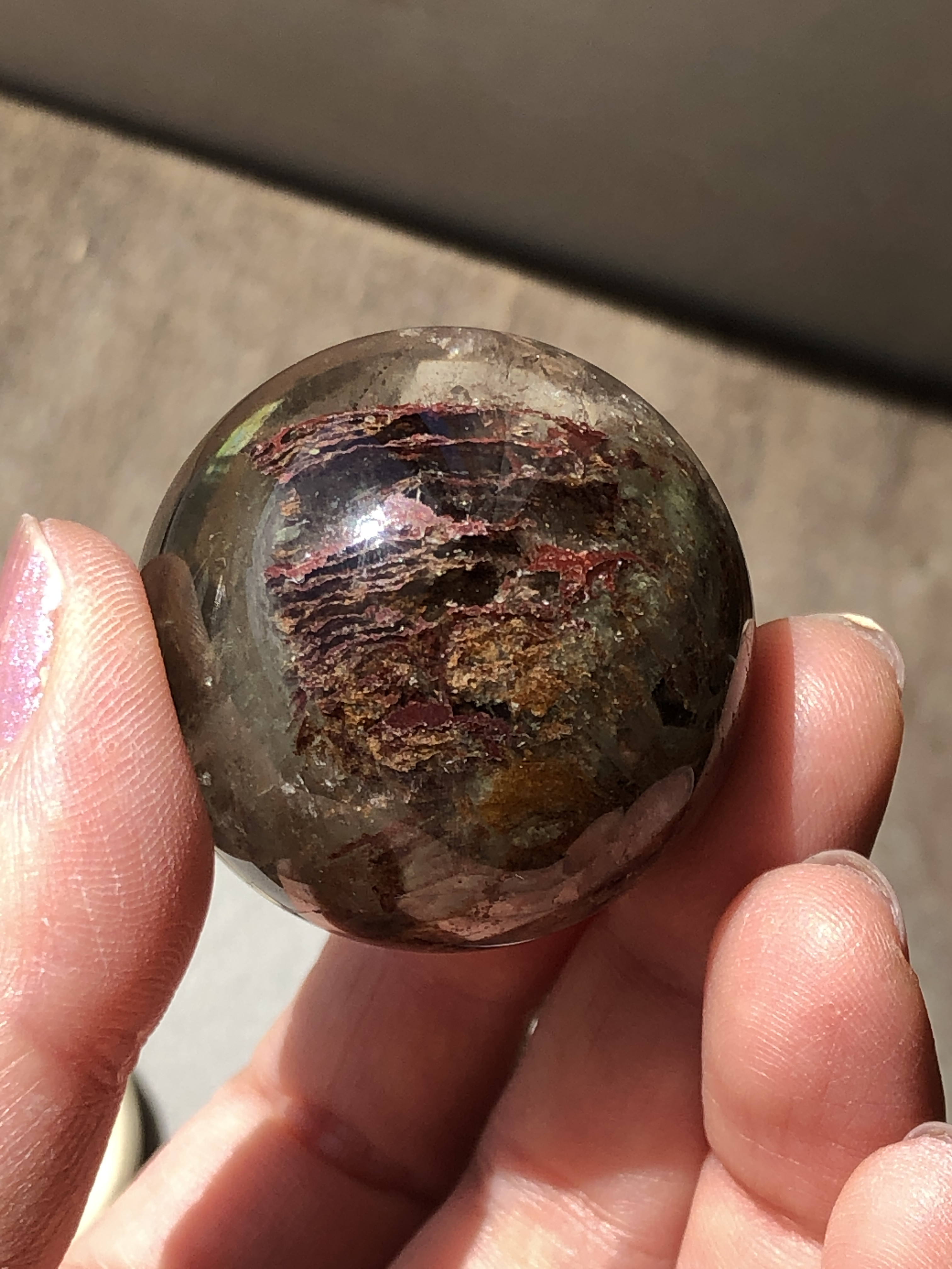 【レア☆】千層ガーデンクォーツスフィア（丸玉）☆38mm！☆瀧川神社にて浄化済み☆ 選べる台座2種☆No.1