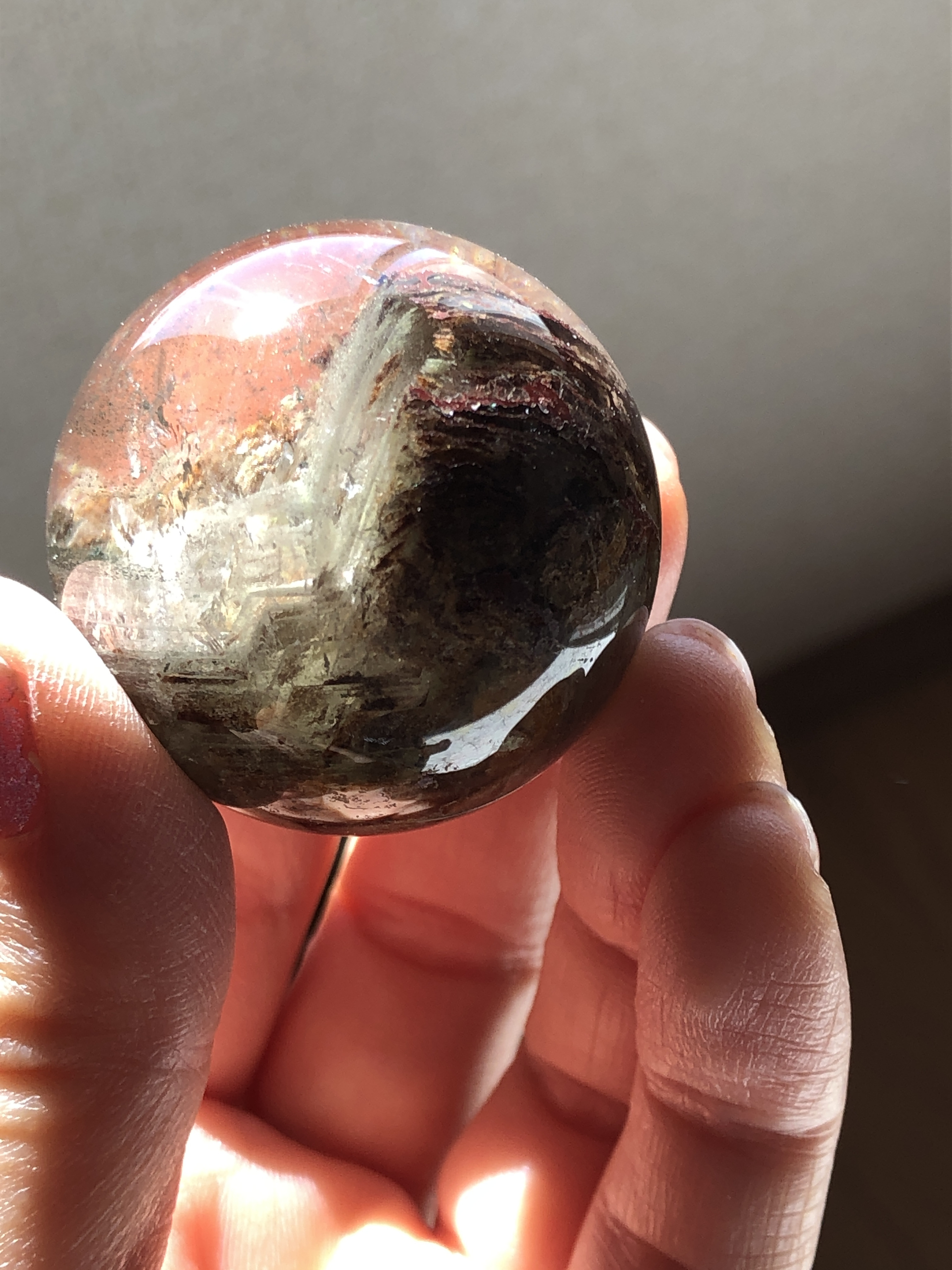 【レア☆】千層ガーデンクォーツスフィア（丸玉）☆38mm！☆瀧川神社にて浄化済み☆ 選べる台座2種☆No.1