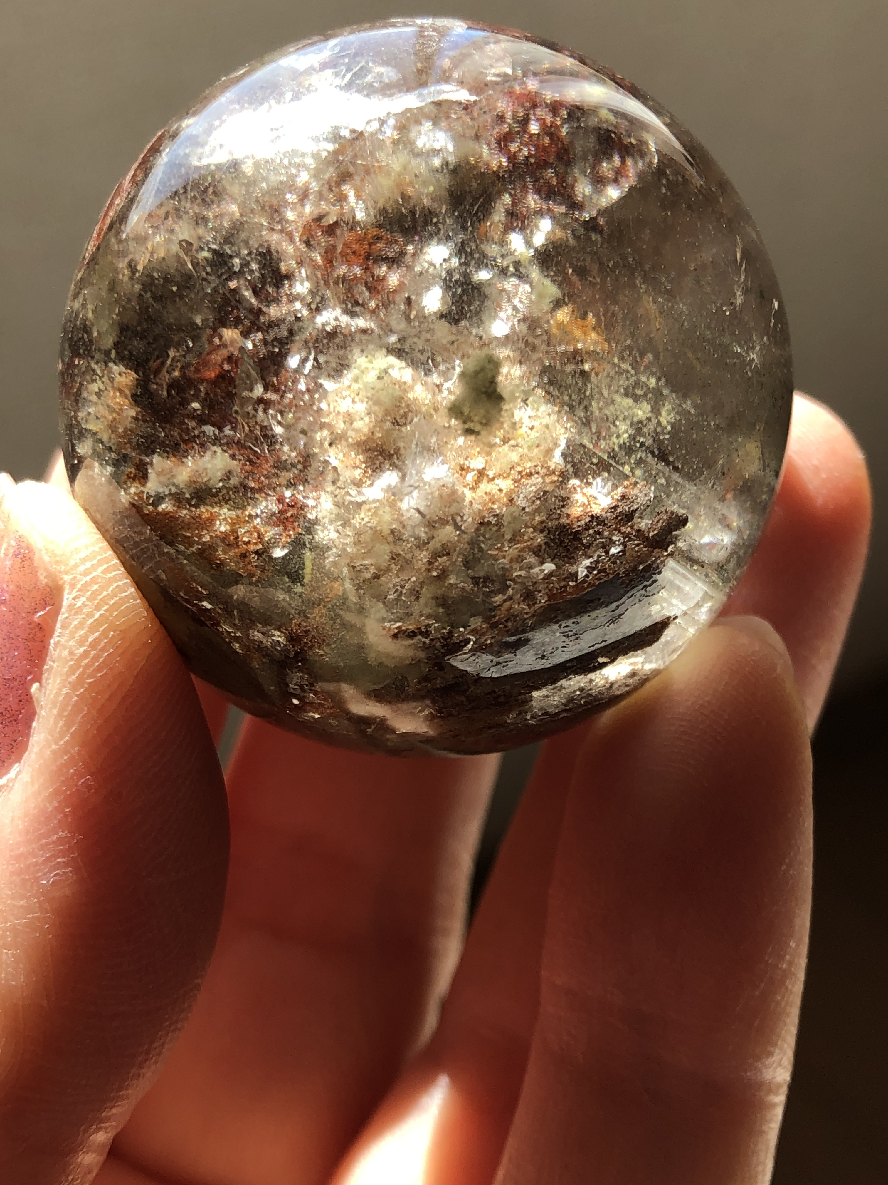 【レア☆】千層ガーデンクォーツスフィア（丸玉）☆38mm！☆瀧川神社にて浄化済み☆ 選べる台座2種☆No.1