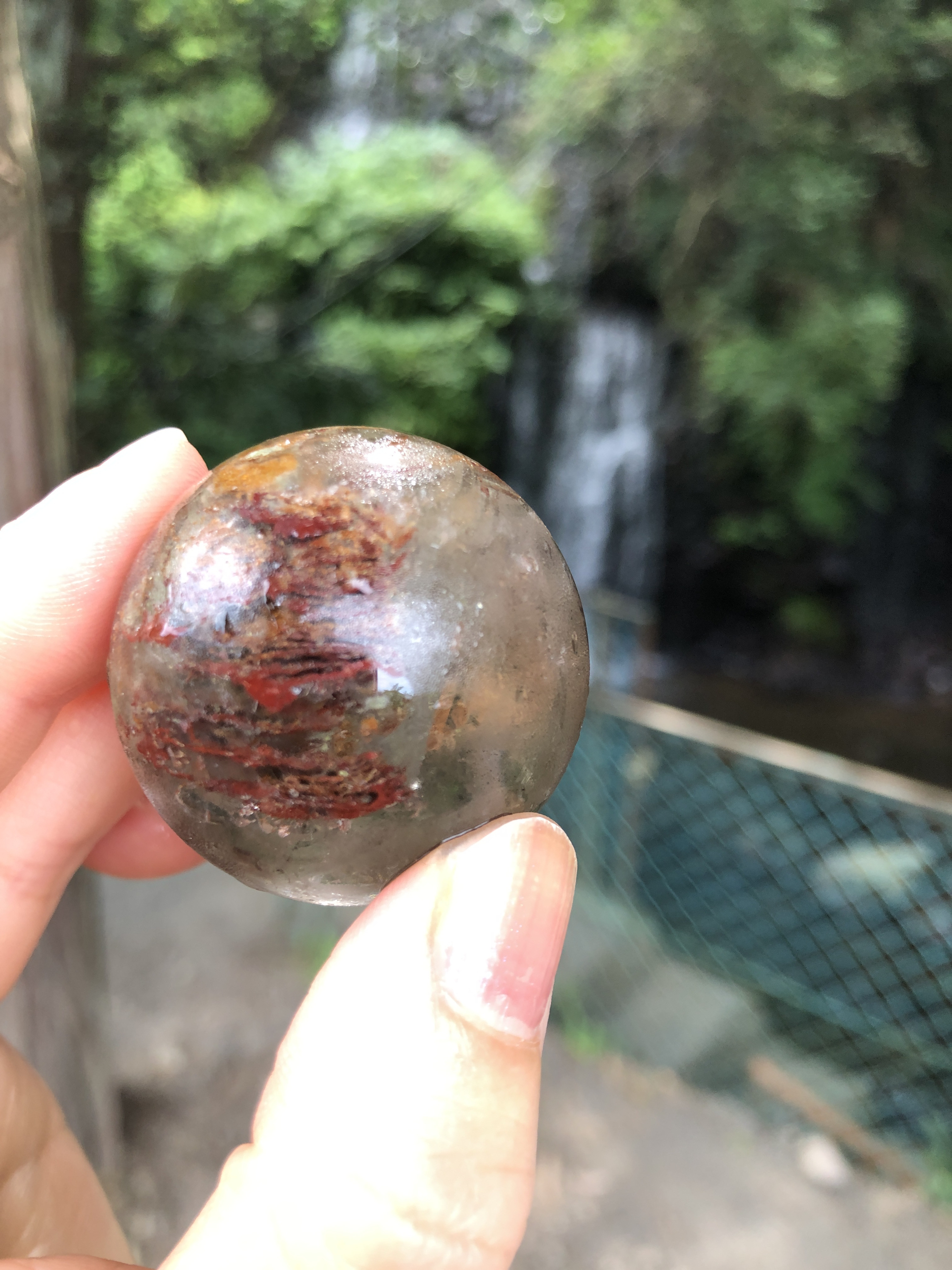 【レア☆】千層ガーデンクォーツスフィア（丸玉）☆38mm！☆瀧川神社にて浄化済み☆ 選べる台座2種☆No.1